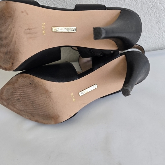 Louise et Cie Pearls Jara Black Leather Pointy Toe Shies Pumps Heels Size 7 - Picture 9 of 16